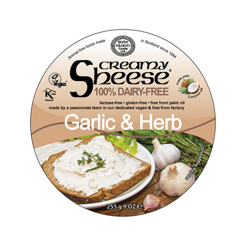 Sheesen Garlic & Herb -levitteen pakkaus on pyöreä.